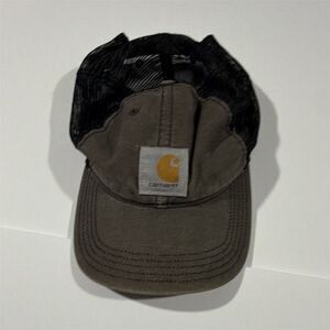 Carhartt Brown Black Mesh Back Adjustable Trucker Hat Men's One Size Casual